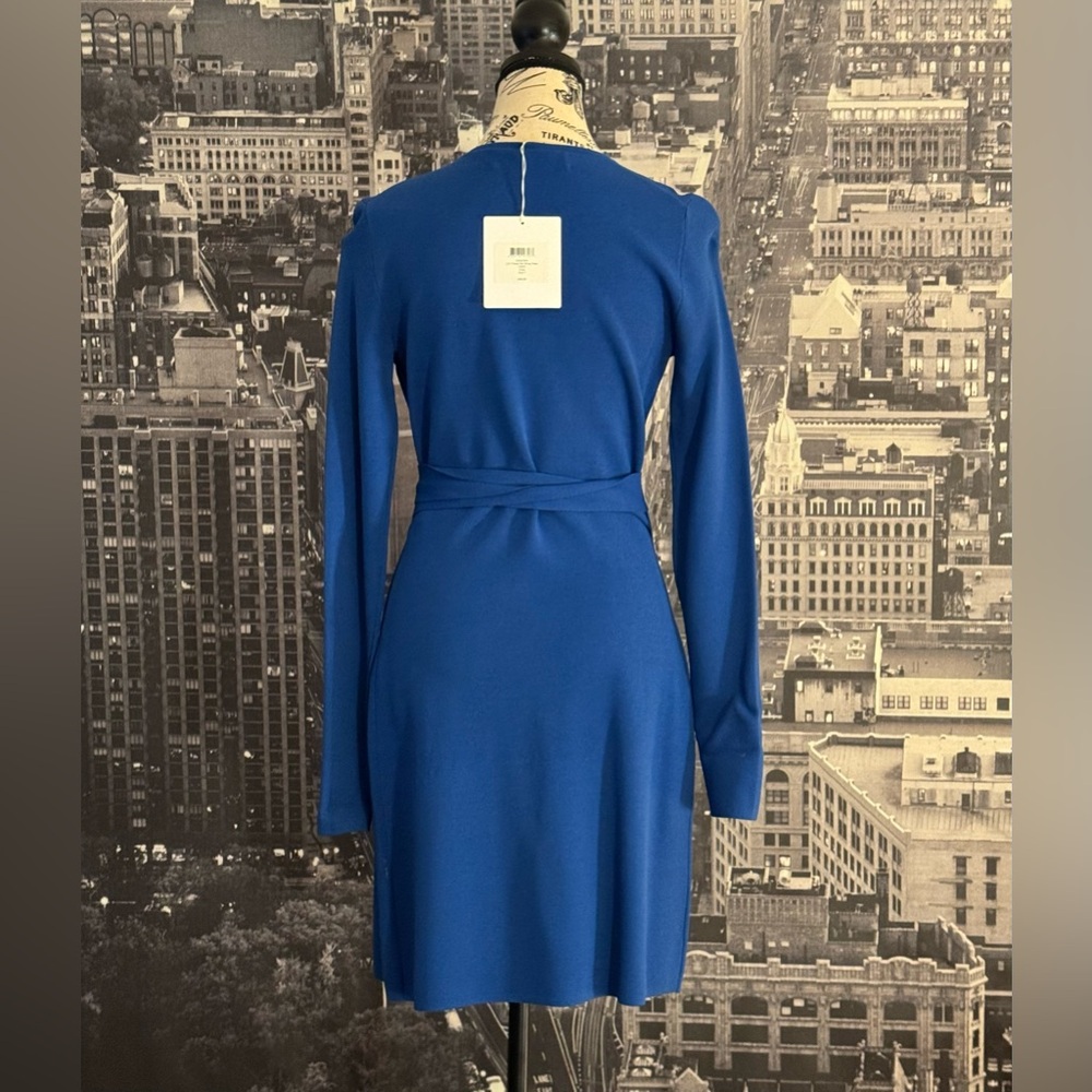Diane von Furstenberg Long Sleeve Knit Wrap Dress in “Cove” NWT - Picture 2 of 5